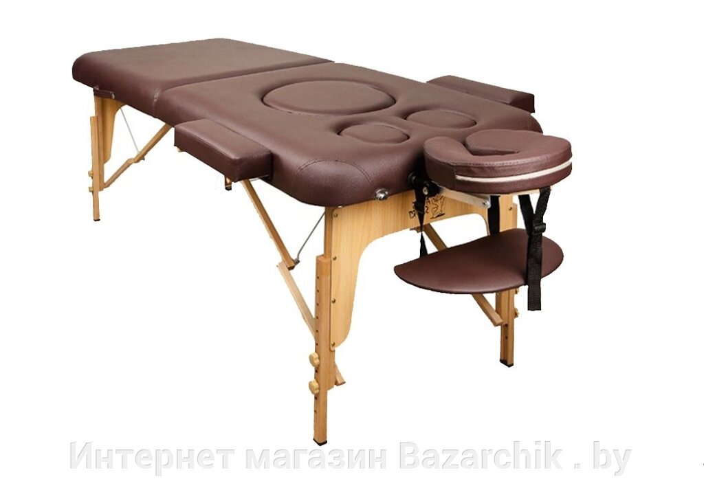 Массажный стол складной 2-х секционный деревянный Atlas Sport для беременных кофейный от компании Интернет магазин Bazarchik . by - фото 1