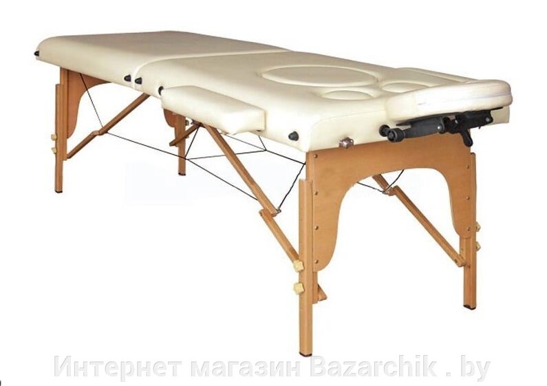 Массажный стол складной 2-х секционный деревянный Atlas Sport для беременных кремовый от компании Интернет магазин Bazarchik . by - фото 1