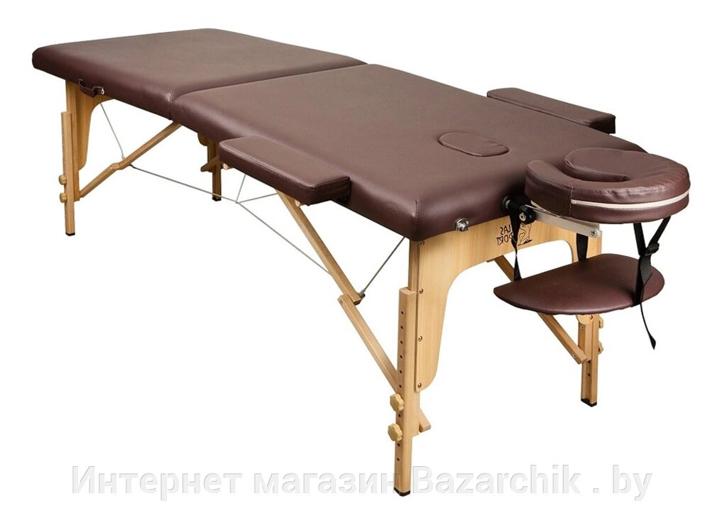 Массажный стол складной 2-х секционный деревянный Atlas Sport коричневый от компании Интернет магазин Bazarchik . by - фото 1