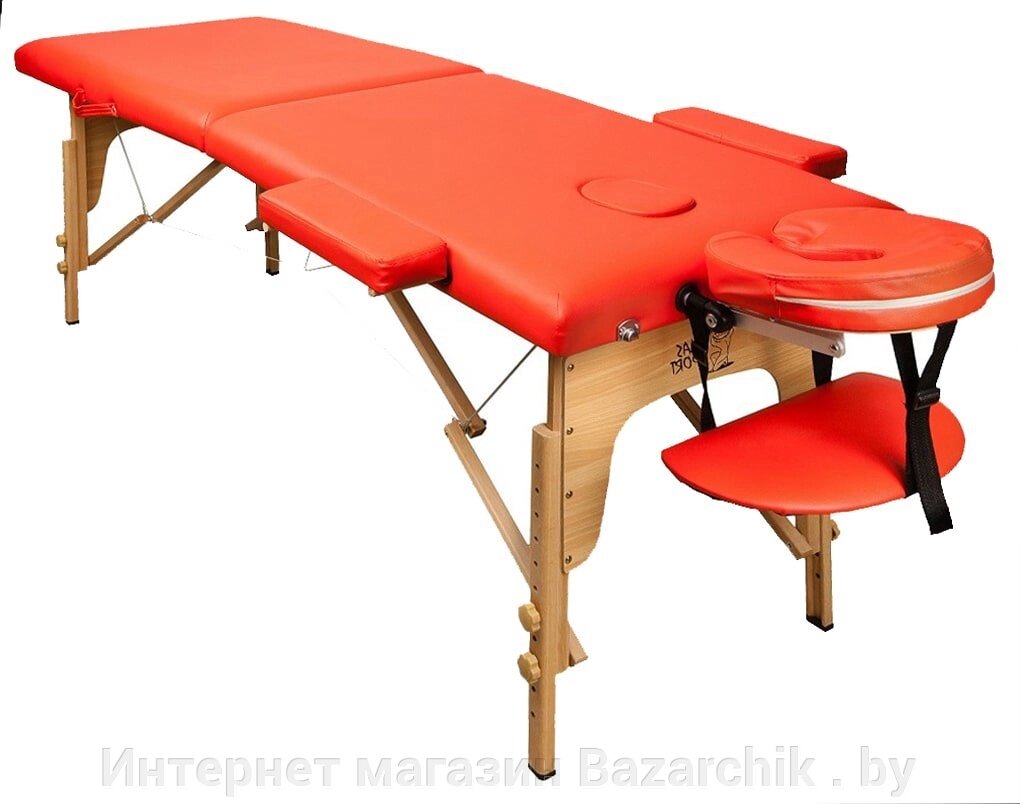 Массажный стол складной 2-х секционный деревянный Atlas Sport красный от компании Интернет магазин Bazarchik . by - фото 1
