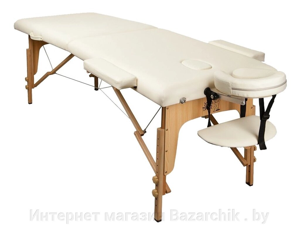 Массажный стол складной 2-х секционный деревянный Atlas Sport кремовый от компании Интернет магазин Bazarchik . by - фото 1