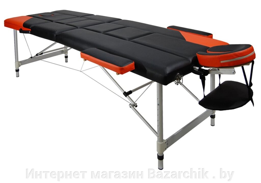 Массажный стол складной 3-х секционный алюминиевый Atlas Sport черно-оранжевый от компании Интернет магазин Bazarchik . by - фото 1