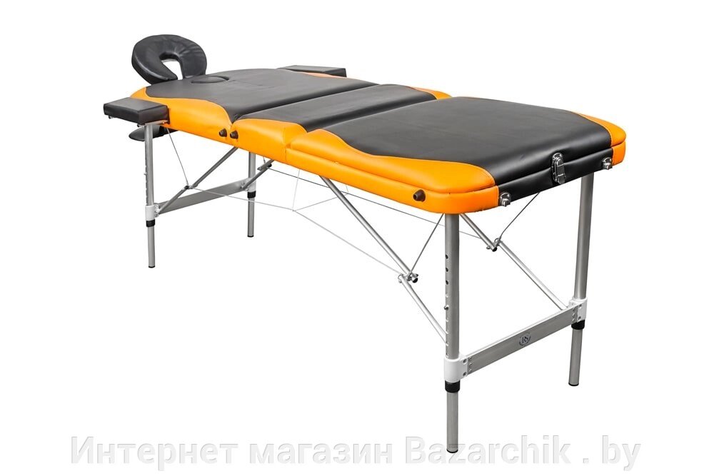 Массажный стол складной 3-секционный алюминиевый RS BodyFit черно-оранжевый от компании Интернет магазин Bazarchik . by - фото 1