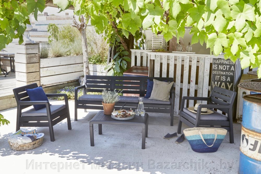 Набор мебели Delano Set (два кресла, скамья 3х местная, столик), графит от компании Интернет магазин Bazarchik . by - фото 1