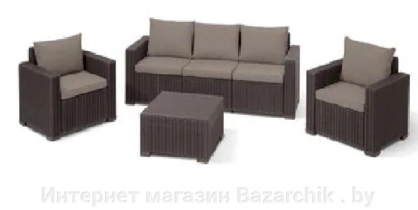 Набор мебели (скамья 3х-местная, два кресла, столик ) CALIFORNIA 3 set, коричневый от компании Интернет магазин Bazarchik . by - фото 1