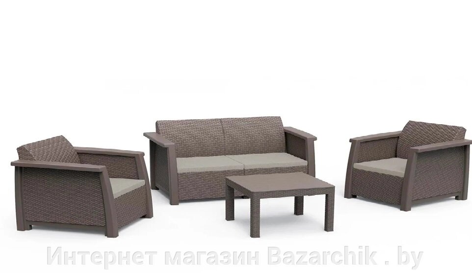 Набор мебели Toledo (двухместный диван, 2 кресла, столик), капучино от компании Интернет магазин Bazarchik . by - фото 1