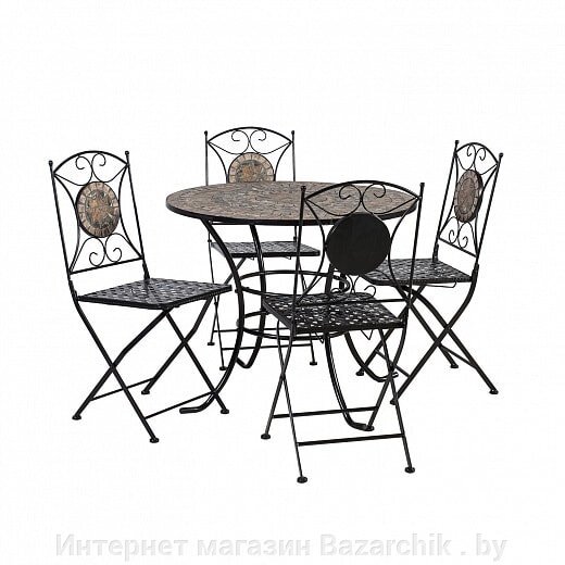Набор садовой мебели Garden4you MOSAIC K38668 (стол, 4 стула), чёрный от компании Интернет магазин Bazarchik . by - фото 1