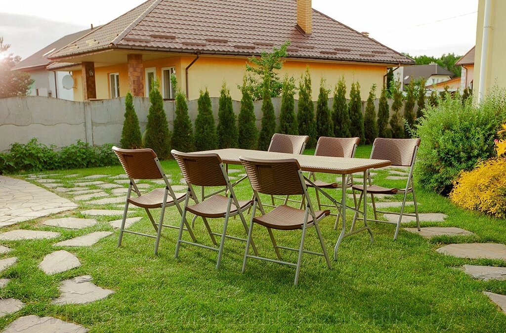 Набор складной садовой мебели CALVIANO (6 стульев, ротанг) от компании Интернет магазин Bazarchik . by - фото 1