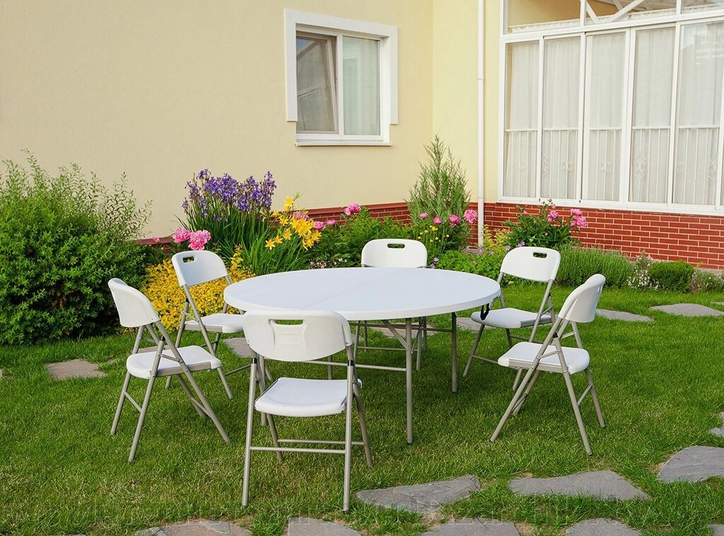 Набор складной садовой мебели CALVIANO (стол круглый 152см и 6 стульев) от компании Интернет магазин Bazarchik . by - фото 1