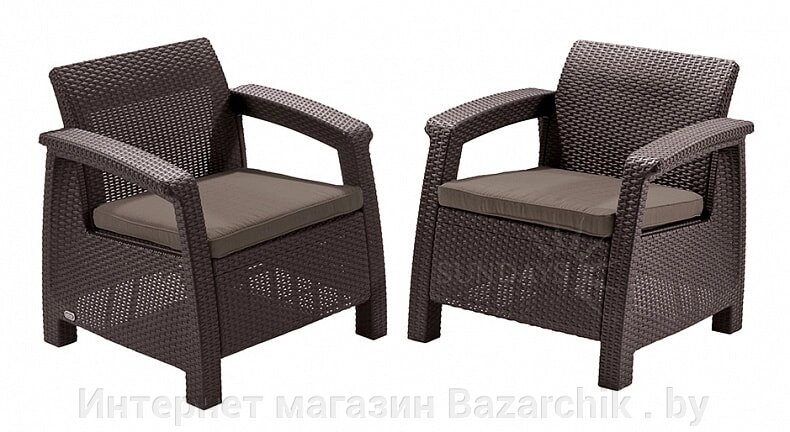Набор уличной мебели (2 кресла) CORFU II DUO, коричневый от компании Интернет магазин Bazarchik . by - фото 1