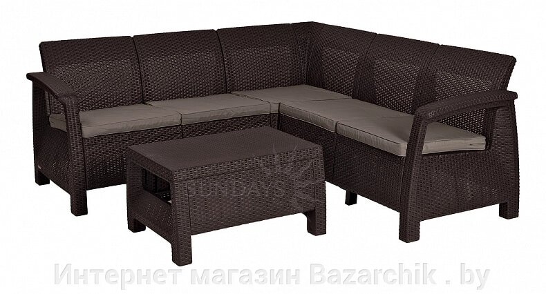 Набор уличной мебели (скамья угловая, столик) Сorfu Relax Set, коричневый от компании Интернет магазин Bazarchik . by - фото 1