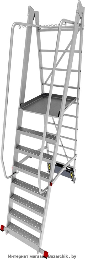 Передвижная алюминиевая складная лестница с площадкой проф. 8 ст. NV 300 от компании Интернет магазин Bazarchik . by - фото 1