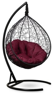 Подвесное кресло-кокон SEVILLA VERDE черный кокон+бордовая подушка