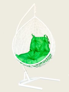 Подвесное кресло-кокон Liverpool белый кокон + зеленая подушка