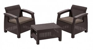Набор уличной мебели (два кресла, стол) Corfu Weekend Set, коричневый