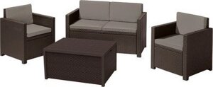 Набор мебели Monaco Set (диван, 2 кресла, столик-сундук), коричневый