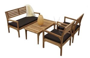 TIF-307/308/317 Комплект садовой мебели INDIA (1 диван, 2 кресла, 1 столик) Indoexim. Дерево: тик