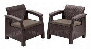 Набор уличной мебели (2 кресла) CORFU II DUO, коричневый