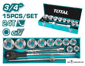 Набор трещотка с головками Total THT341151 (15 предметов)