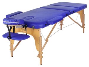 Массажный стол Atlas Sport 60 см складной 3-с деревянный (синий)+ сумка в подарок