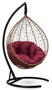 Подвесное кресло-кокон SEVILLA VERDE горячий шоколад кокон+бордовая подушка