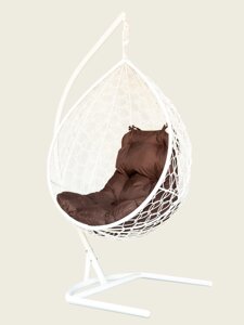 Подвесное кресло-кокон Liverpool белый кокон + шоколад подушка