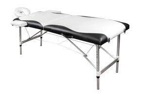 Массажный стол складной 2-х секционный алюминиевый RS BodyFit XXL, черно-белый