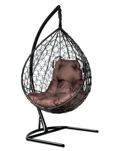 Подвесное кресло-кокон Liverpool черный кокон + шоколад подушка