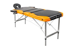 Массажный стол складной 3-секционный алюминиевый RS BodyFit черно-оранжевый