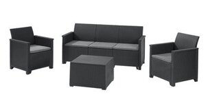 Комплект мебели Emma store 3 seater (3х-местный диван, 2 кресла, столик-сундук), графит