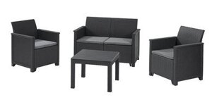 Комплект мебели (2х местный диван, 2 кресла, столик) Emma 2 seater, графит