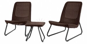 Набор уличной мебели (2 кресла, столик) Rio Patio set, коричневый