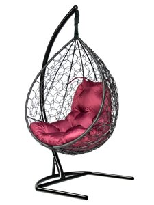Подвесное кресло-кокон Liverpool черный кокон + бордовая подушка