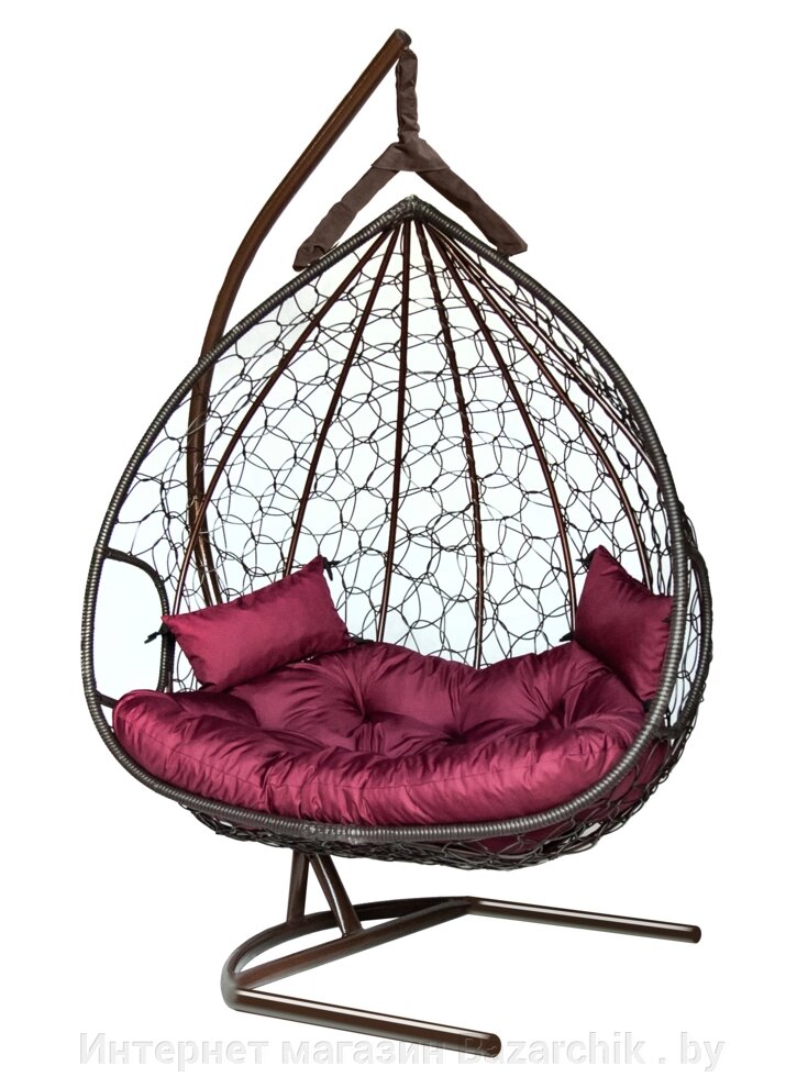 Подвесное кресло-кокон DUBLIN коричневый кокон +бордовая подушка от компании Интернет магазин Bazarchik . by - фото 1
