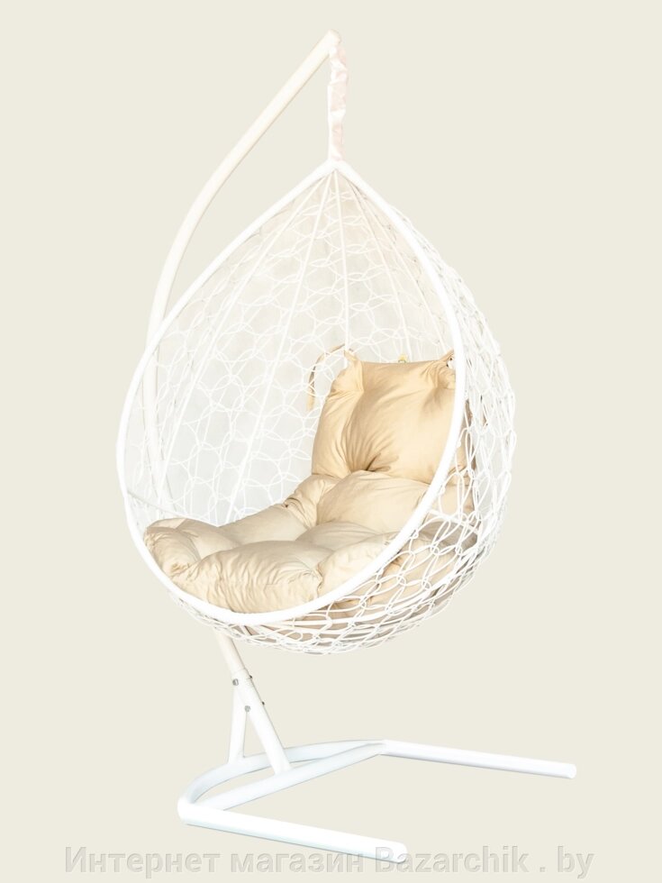 Подвесное кресло-кокон Liverpool белый кокон + бежевая подушка от компании Интернет магазин Bazarchik . by - фото 1