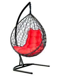Подвесное кресло-кокон Liverpool черный кокон + красная подушка