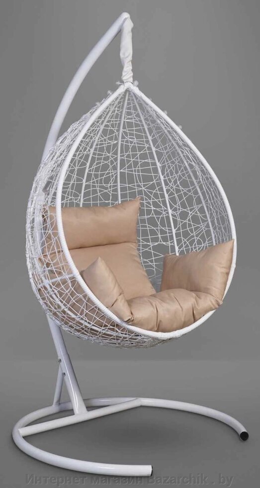 Подвесное кресло-кокон SEVILLA белый кокон+бежевая подушка от компании Интернет магазин Bazarchik . by - фото 1