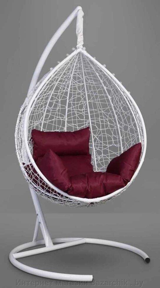 Подвесное кресло-кокон SEVILLA белый кокон+бордовая подушка от компании Интернет магазин Bazarchik . by - фото 1