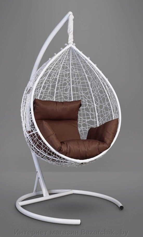Подвесное кресло-кокон SEVILLA белый кокон+шоколадная подушка от компании Интернет магазин Bazarchik . by - фото 1