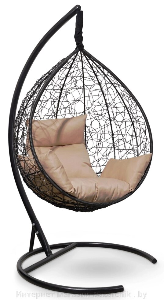 Подвесное кресло-кокон SEVILLA черный кокон+бежевая подушка от компании Интернет магазин Bazarchik . by - фото 1