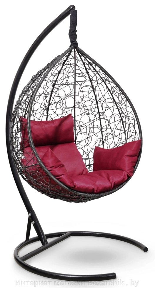 Подвесное кресло-кокон SEVILLA черный кокон+бордовая подушка от компании Интернет магазин Bazarchik . by - фото 1
