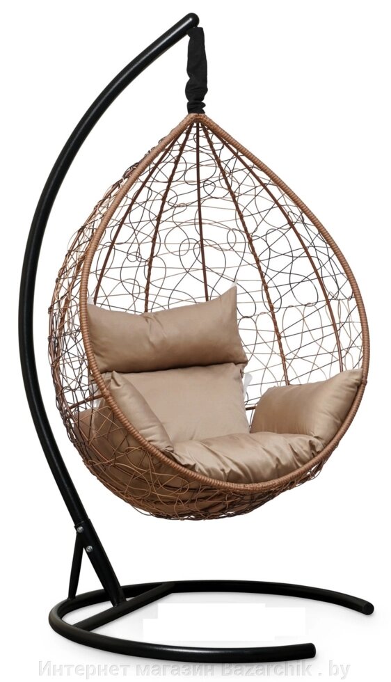 Подвесное кресло-кокон SEVILLA горячий шоколад кокон+бежевая подушка от компании Интернет магазин Bazarchik . by - фото 1