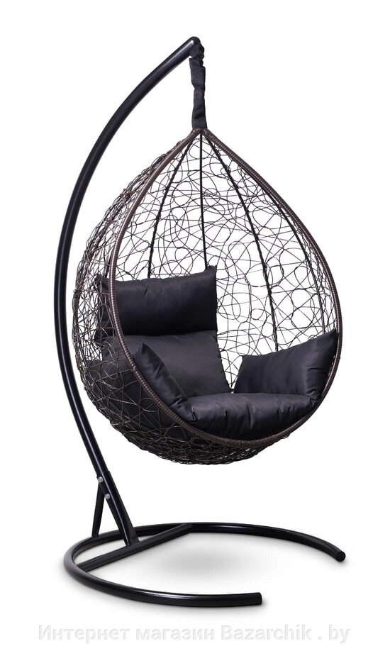 Подвесное кресло-кокон SEVILLA горячий шоколад кокон+черная подушка от компании Интернет магазин Bazarchik . by - фото 1