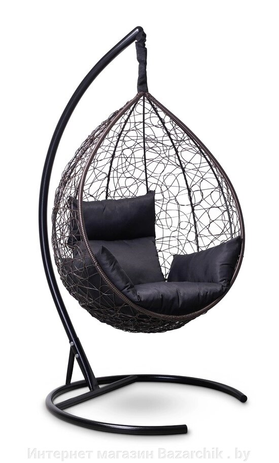 Подвесное кресло-кокон SEVILLA шоколадный кокон+черная подушка от компании Интернет магазин Bazarchik . by - фото 1