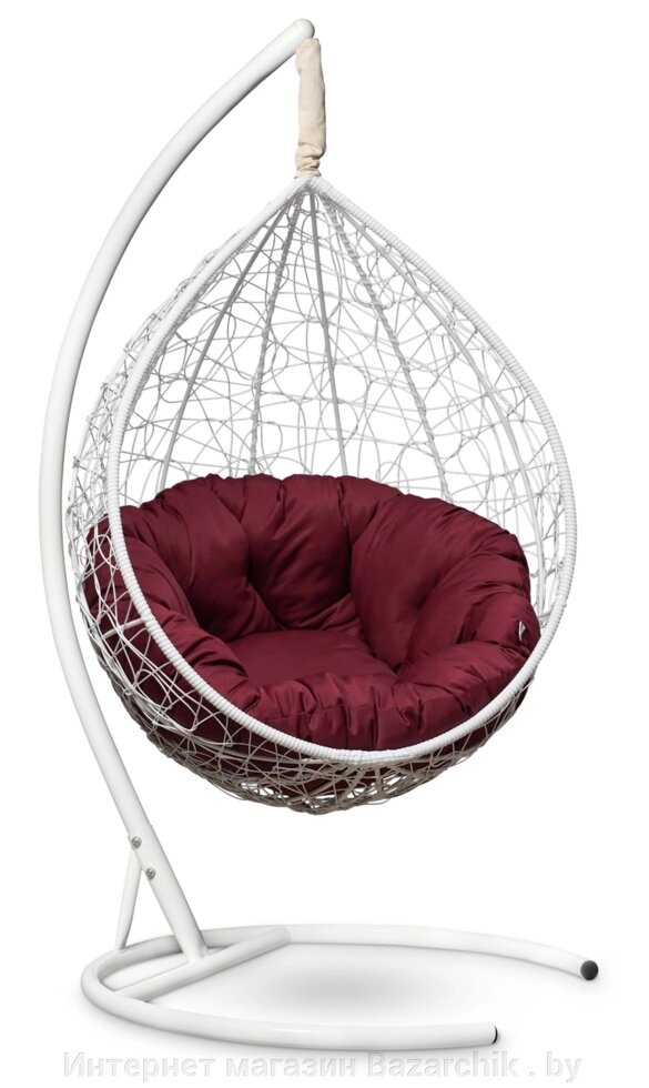 Подвесное кресло-кокон SEVILLA VERDE белый кокон+бордовая подушка от компании Интернет магазин Bazarchik . by - фото 1