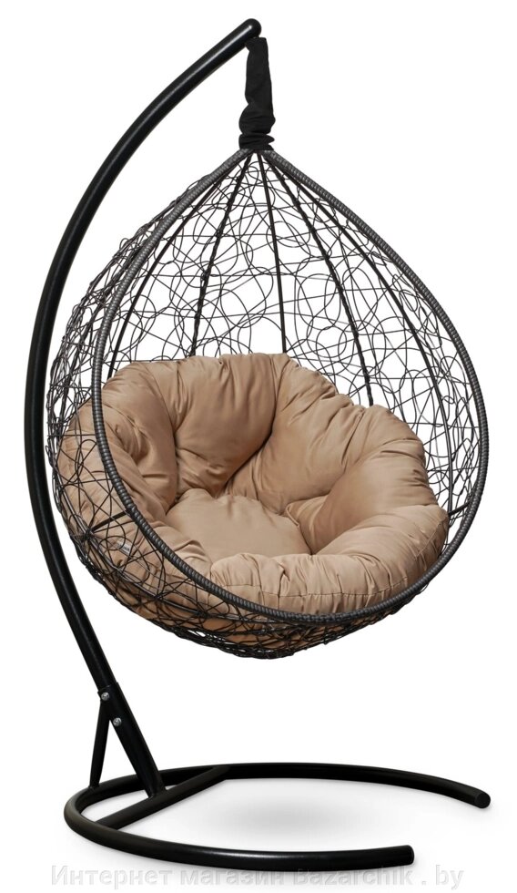 Подвесное кресло-кокон SEVILLA VERDE черный кокон+бежевая подушка от компании Интернет магазин Bazarchik . by - фото 1