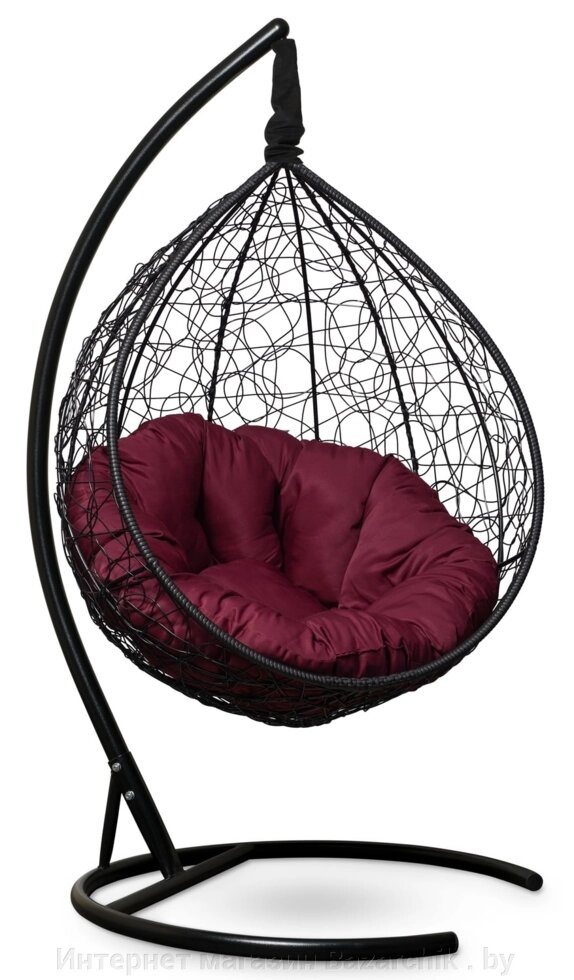 Подвесное кресло-кокон SEVILLA VERDE черный кокон+бордовая подушка от компании Интернет магазин Bazarchik . by - фото 1