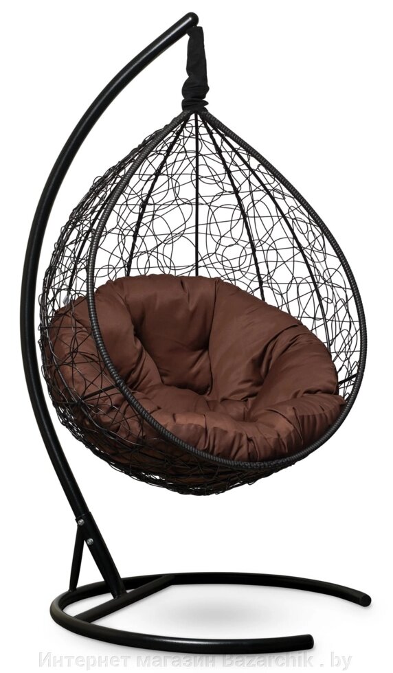 Подвесное кресло-кокон SEVILLA VERDE черный кокон+шоколадная подушка от компании Интернет магазин Bazarchik . by - фото 1