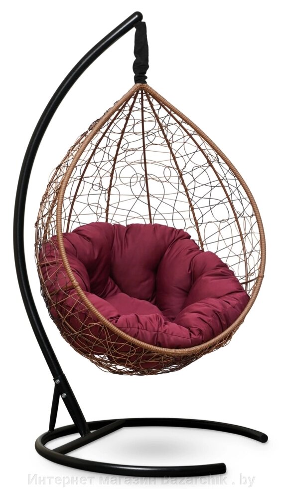 Подвесное кресло-кокон SEVILLA VERDE горячий шоколад кокон+бордовая подушка от компании Интернет магазин Bazarchik . by - фото 1