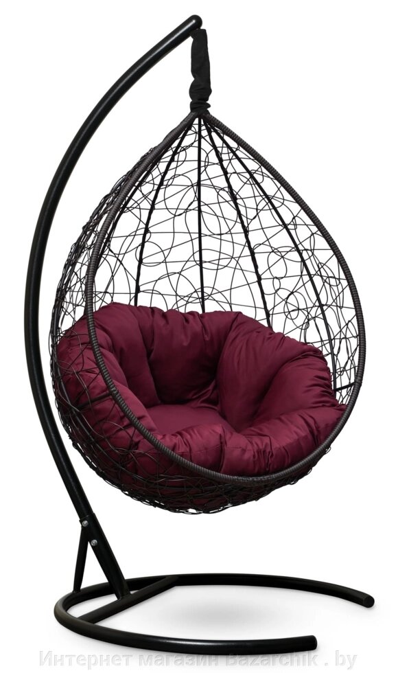 Подвесное кресло-кокон SEVILLA VERDE шоколадный кокон+бордовая подушка от компании Интернет магазин Bazarchik . by - фото 1